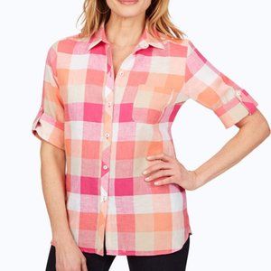 Easy care boardwalk Plaid Linen Shirt